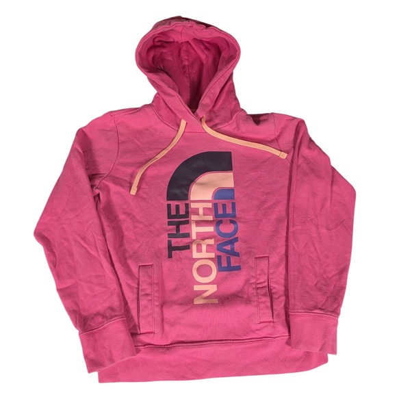 The North Face Tops - The North Face Women's Pink Logo Graphic Hoodie Size S/P Pullover Sweatshirt